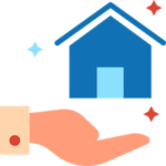 A hand holding a house icon representing real estate in Simi Valley.